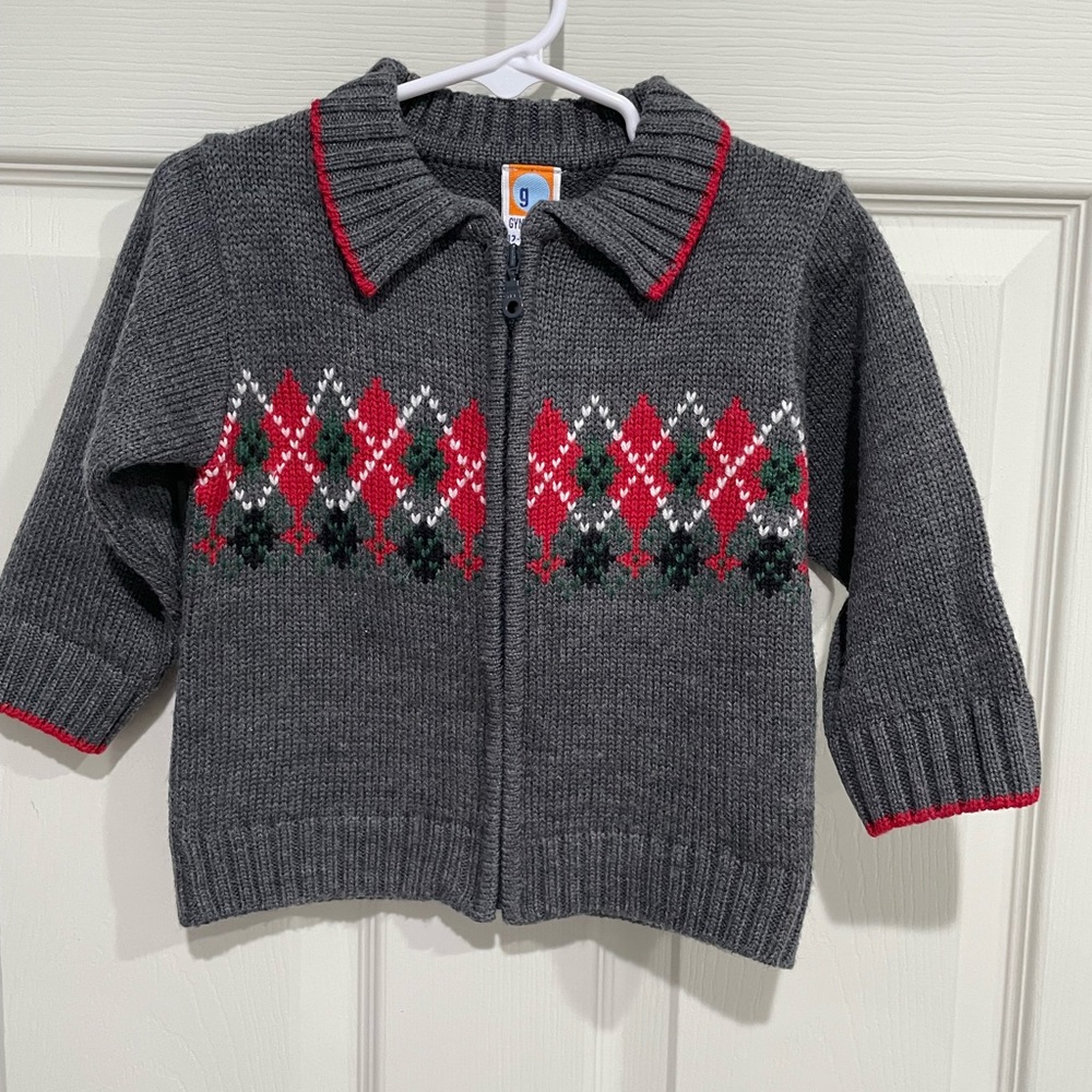 Gymboree Gray and Red Argyle Sweater